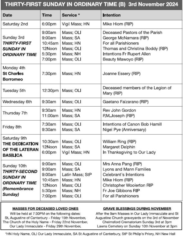 Mass Times and Intentions