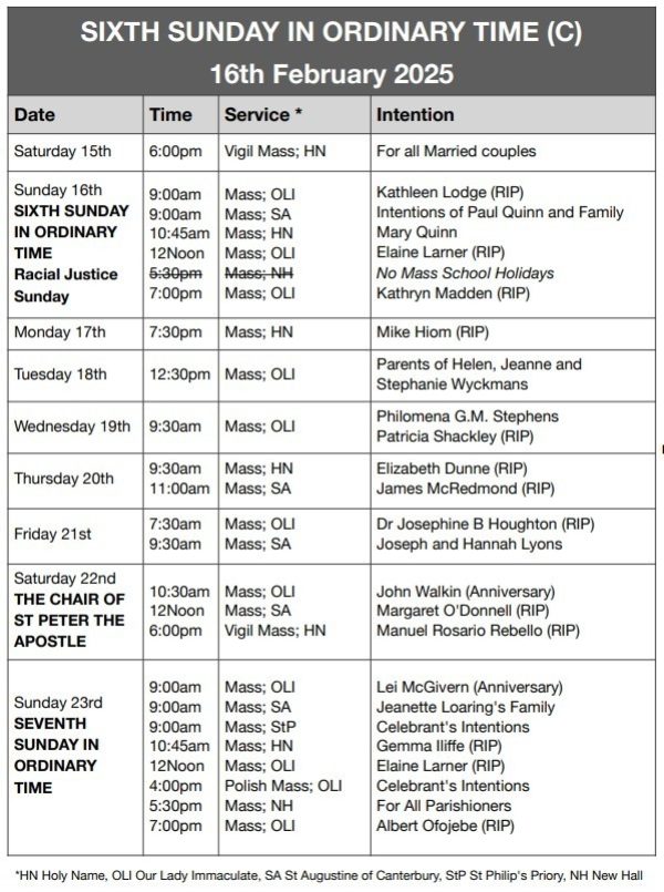 Mass Times and Intentions