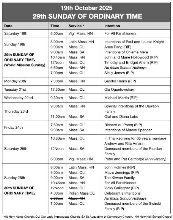 Mass Times and Intentions