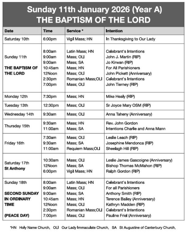 Mass Times and Intentions