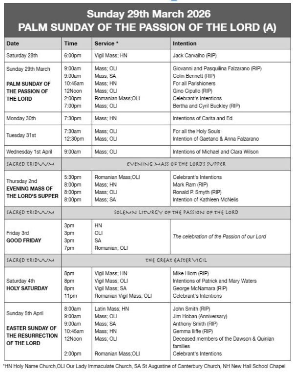 Mass Times and Intentions